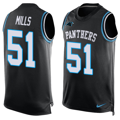 Nike Panthers #51 Sam Mills Black Team Color Men's Stitched NFL Limited Tank Top Jersey - Click Image to Close